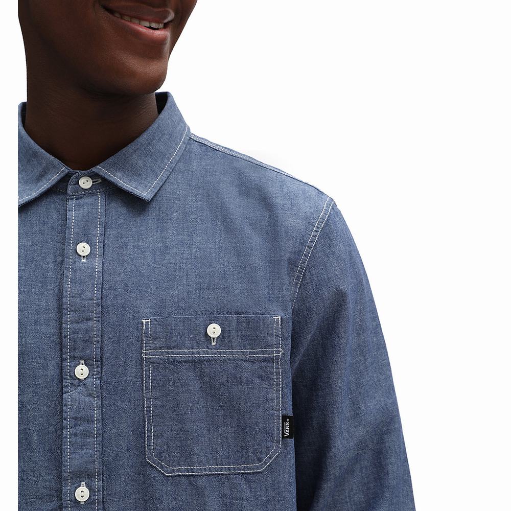 Vans Carlow Long Sleeve Kosele Panske Modre | OY6795213
