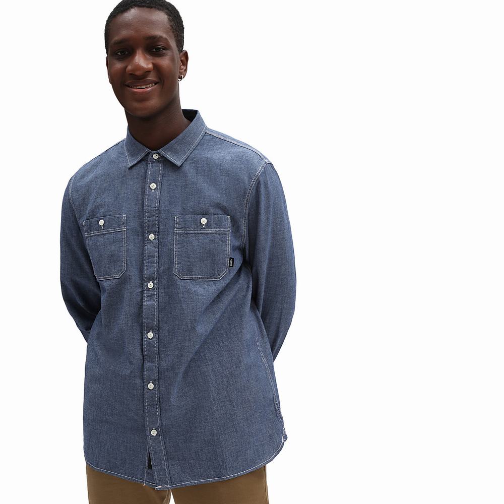 Vans Carlow Long Sleeve Kosele Panske Modre | OY6795213
