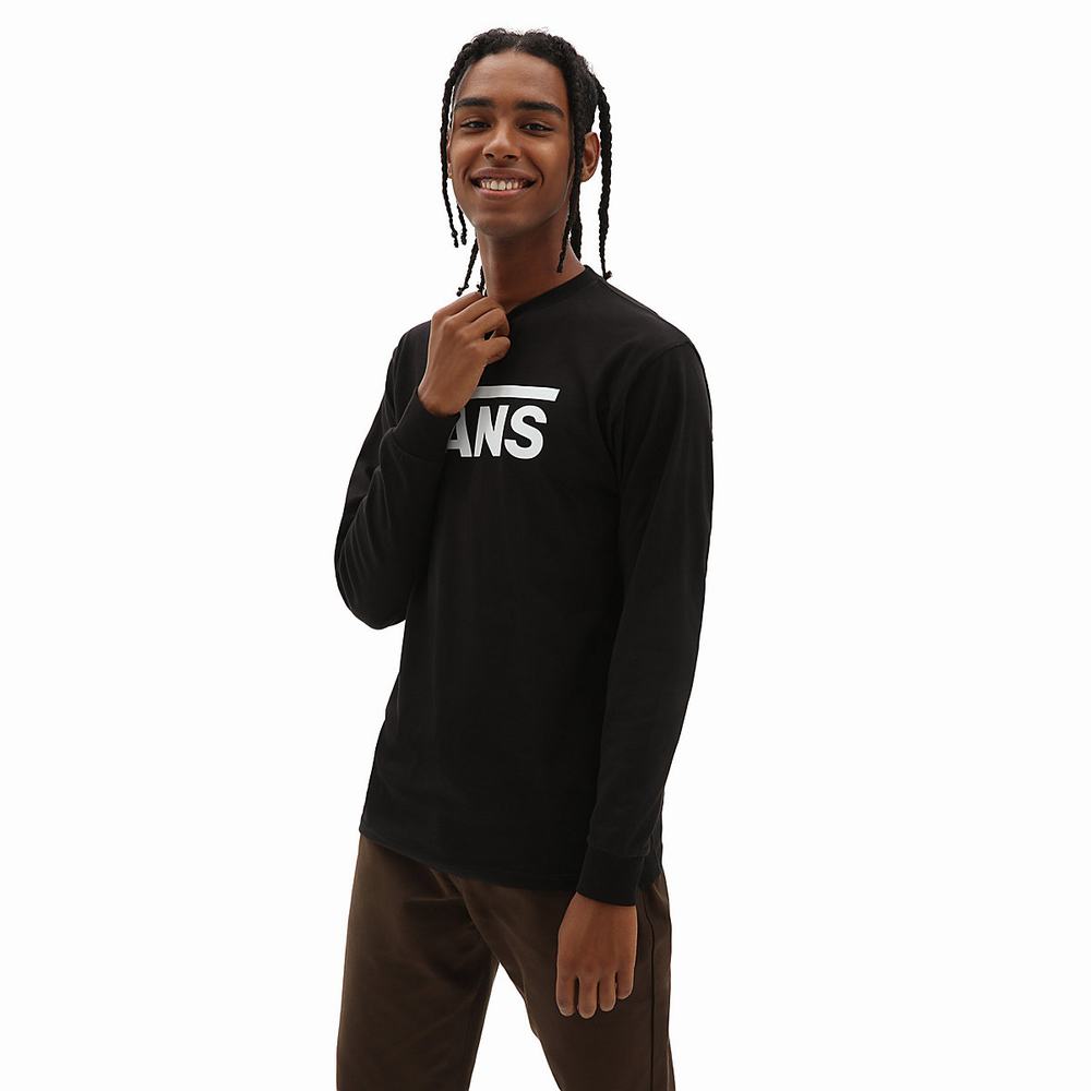 Vans Classic Long Sleeve Tricko Panske Čierne/Biele | YV6532489