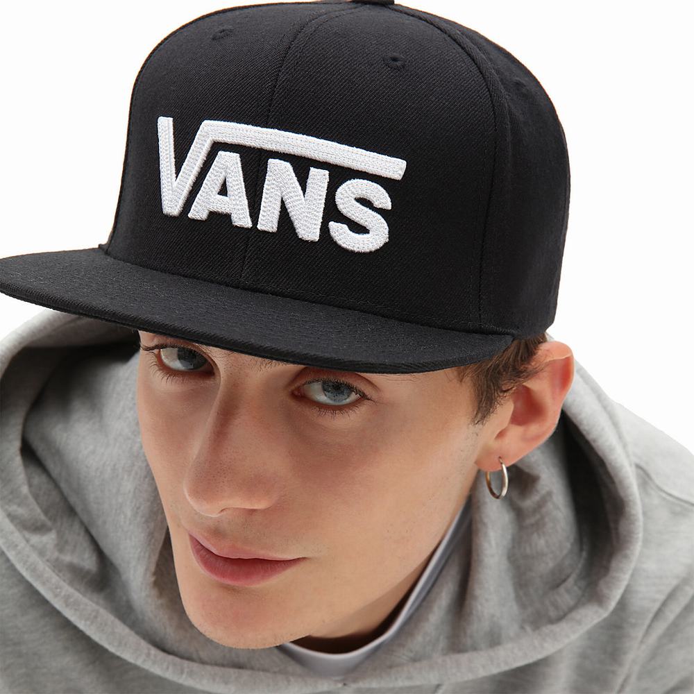 Vans Drop V Snapback Klobuky Panske Čierne/Biele | ZX2436819