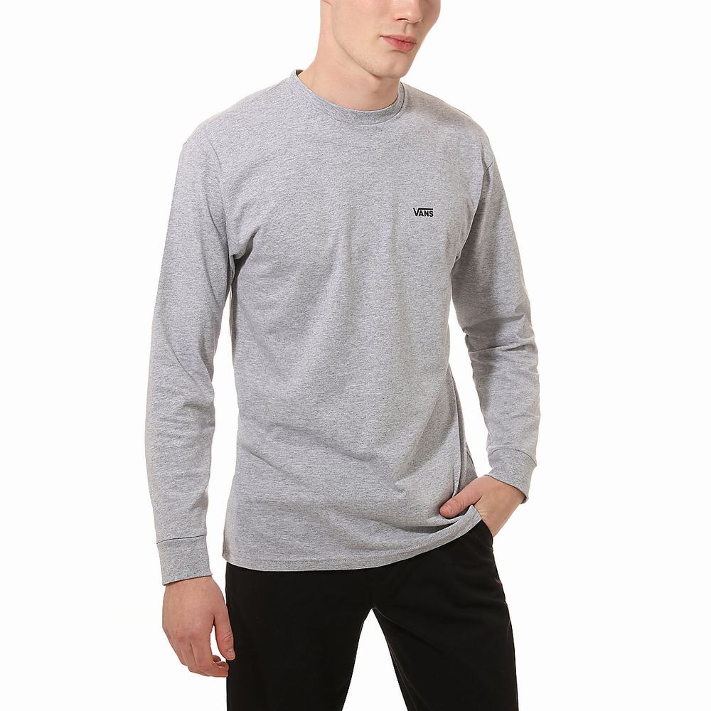 Vans Left Chest Hit Long Sleeve Tricko Panske Siva | HX1076295