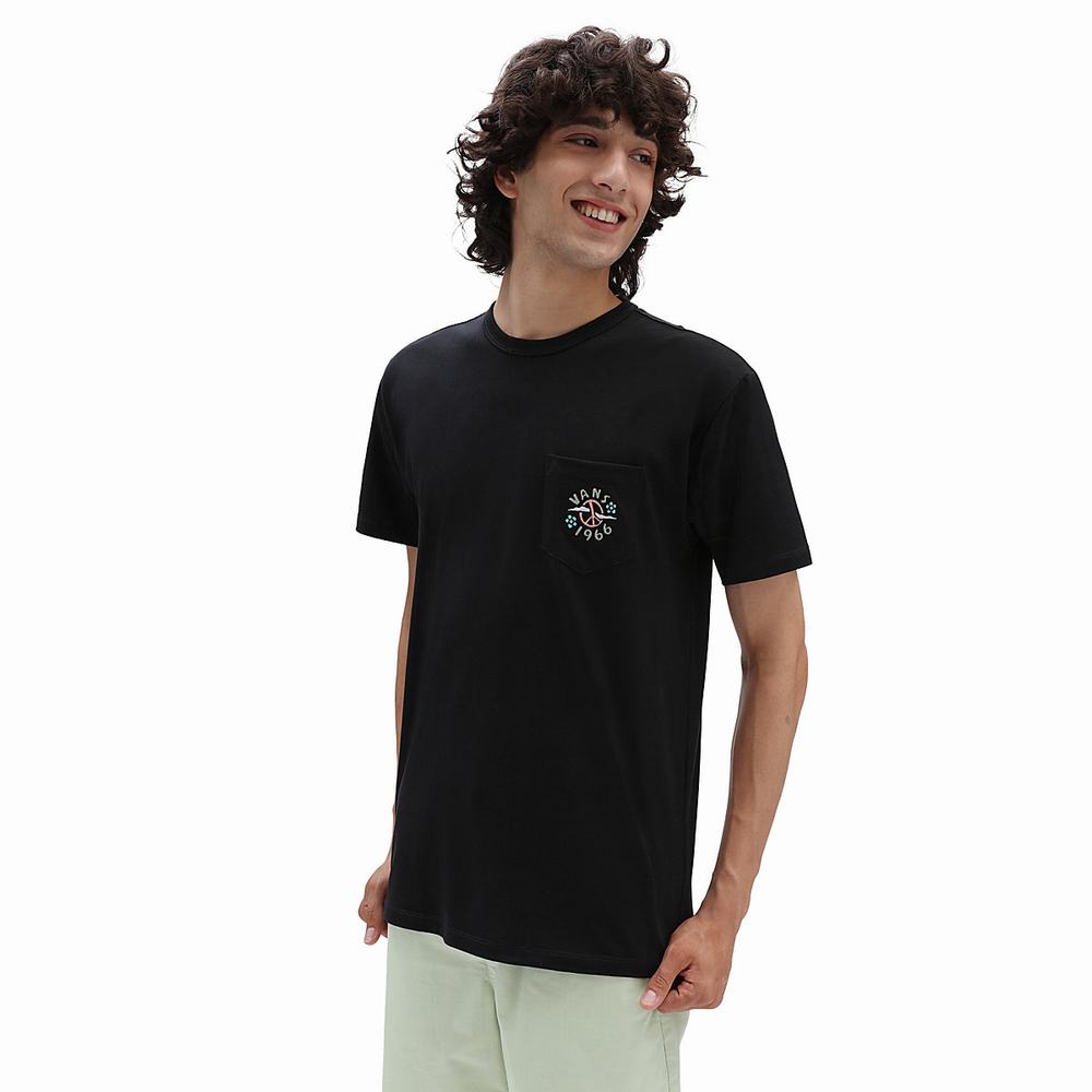 Vans Off The Wall Grafika Pocket Tricko Panske Čierne | TU8927504