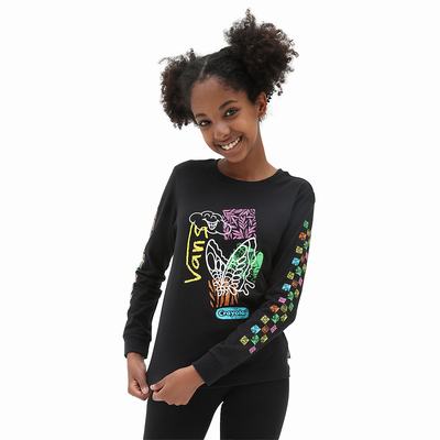Vans X Crayola Long Sleeve (8-14 years) Tricko Detske Čierne | ZK8074952